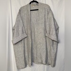 Tin Lizzie Gray 100% Linen Kimono Jacket Cardigan Boho Classy Countrychic